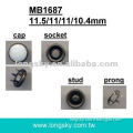 Prong snap button with white center (#MB1687)